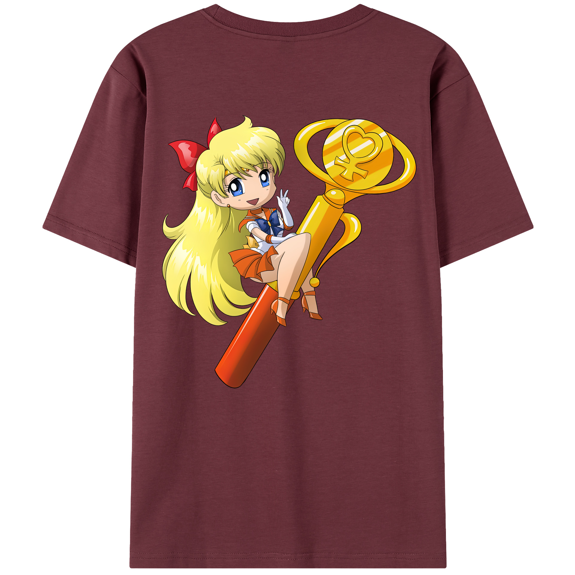 （画像用） 美少女戦士セーラームーン 愛野 美奈子 あいの みなこ Sailor Moon Aino Minako 綿100％半袖Tシャツ（背面プリント）
